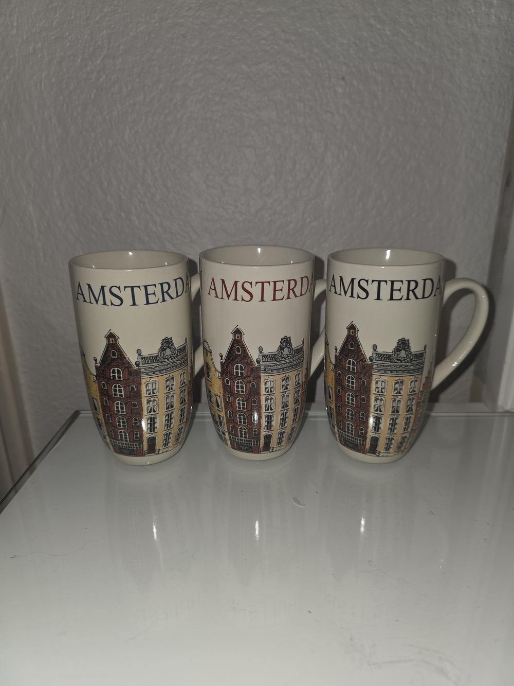 *Vintage* Amsterdam Ceramic Travel Mugs with Canal House Design - Set Of 3